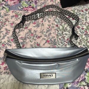 Versace Metallic Silver Crossbody Bag